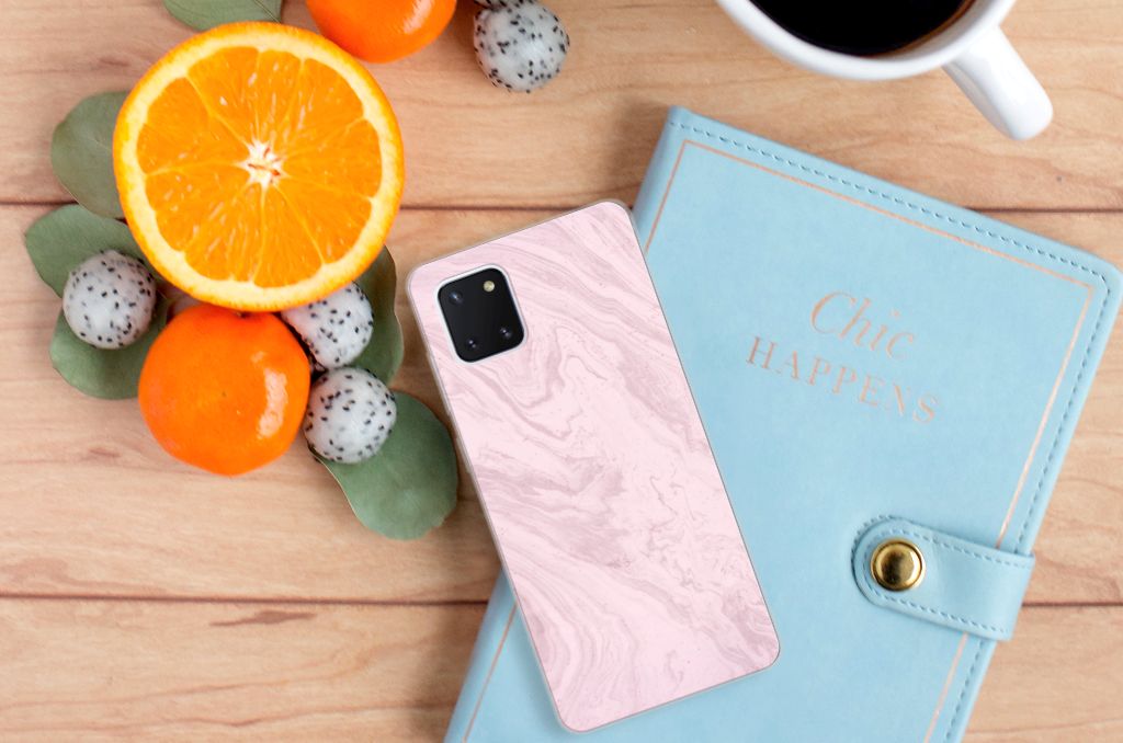 Samsung Galaxy Note 10 Lite TPU Siliconen Hoesje Marble Pink - Origineel Cadeau Vriendin