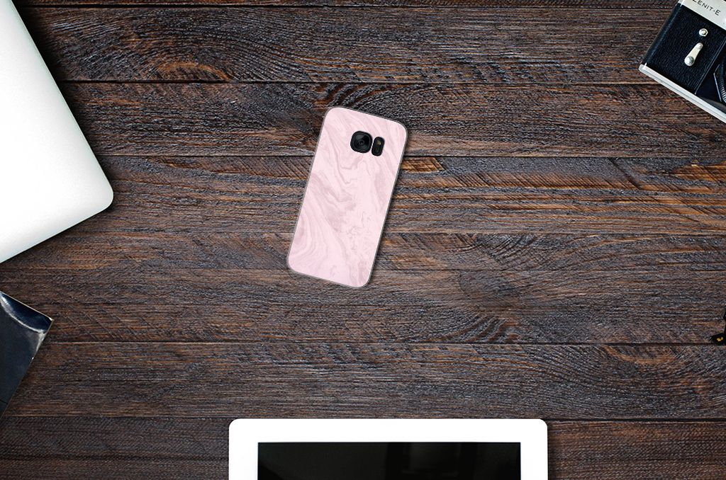 Samsung Galaxy S7 TPU Siliconen Hoesje Marble Pink - Origineel Cadeau Vriendin