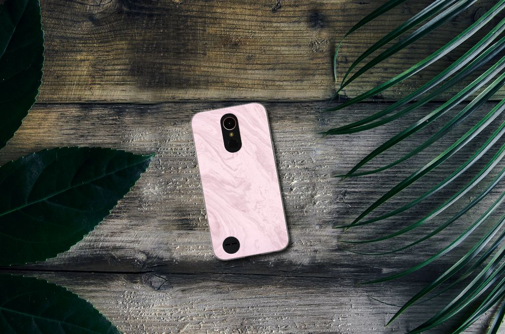LG K10 2017 TPU Siliconen Hoesje Marble Pink - Origineel Cadeau Vriendin