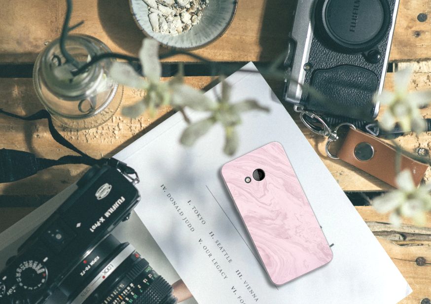 HTC U Play TPU Siliconen Hoesje Marble Pink - Origineel Cadeau Vriendin