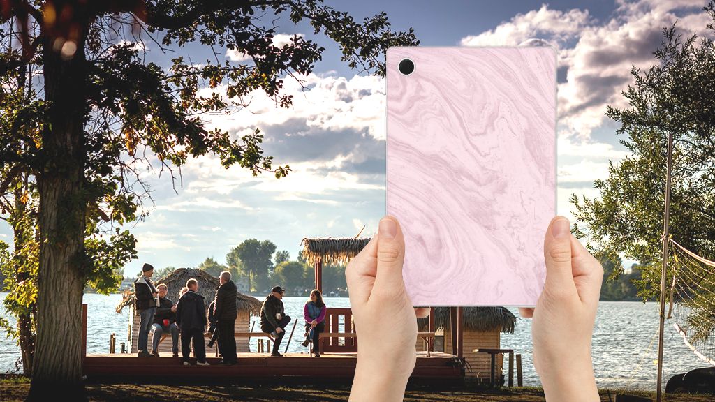 Samsung Galaxy Tab A8 2021/2022 Tablet Back Cover Marble Pink - Origineel Cadeau Vriendin