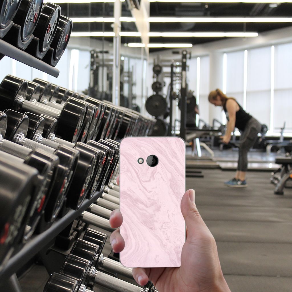 HTC U Play TPU Siliconen Hoesje Marble Pink - Origineel Cadeau Vriendin