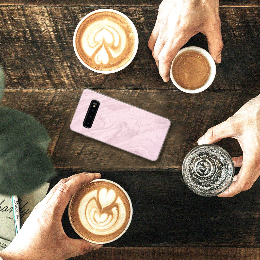 Samsung Galaxy S10 TPU Siliconen Hoesje Marble Pink - Origineel Cadeau Vriendin