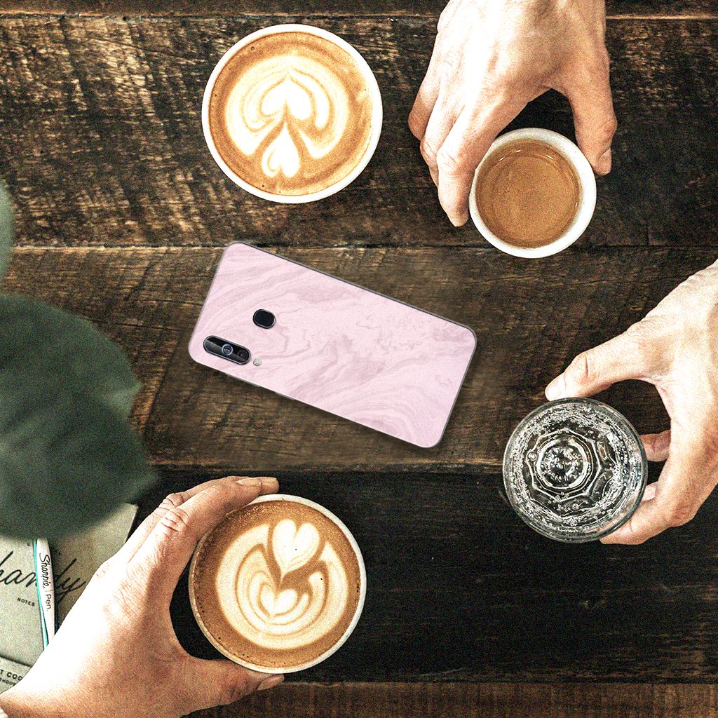 Samsung Galaxy A60 TPU Siliconen Hoesje Marble Pink - Origineel Cadeau Vriendin