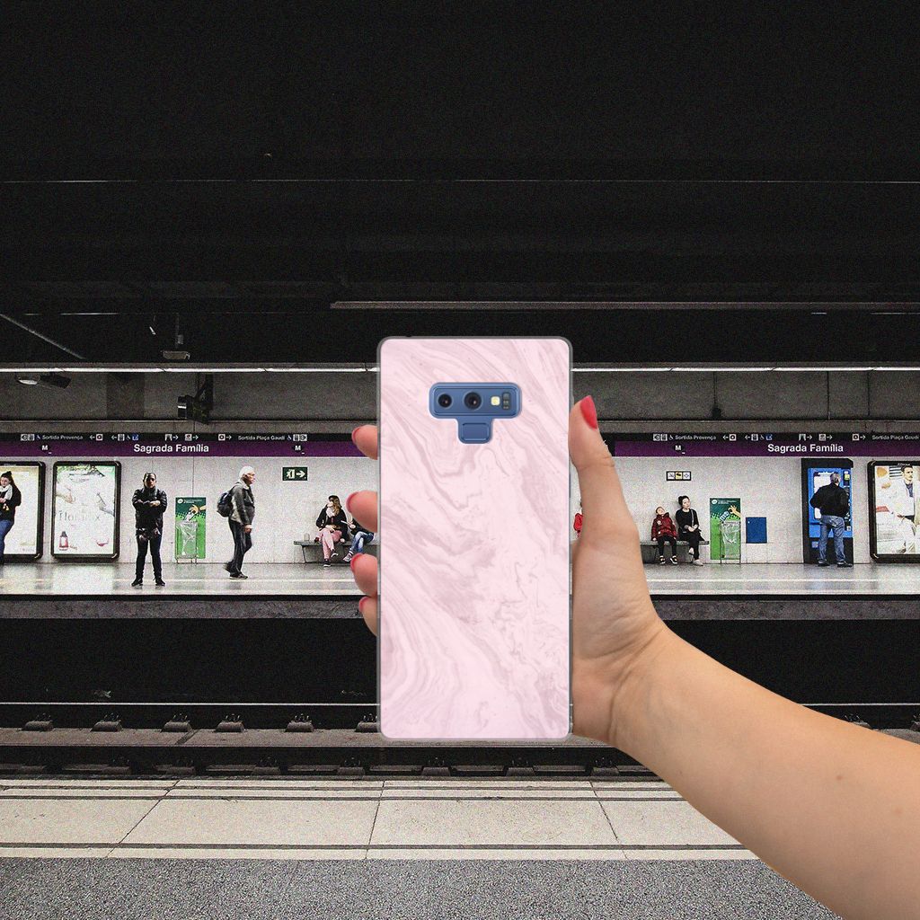 Samsung Galaxy Note 9 TPU Siliconen Hoesje Marble Pink - Origineel Cadeau Vriendin