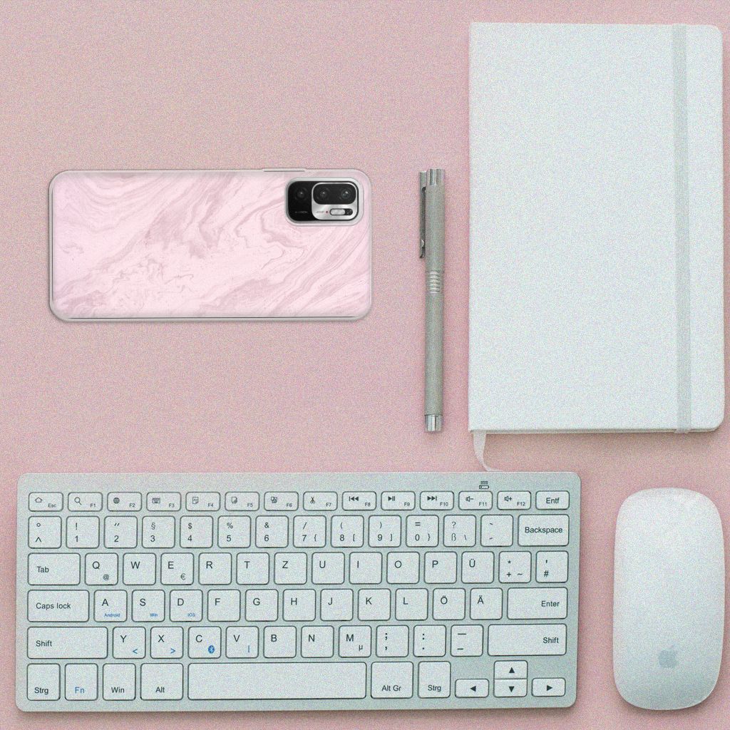 Xiaomi Redmi Note 10/10T 5G | Poco M3 Pro TPU Siliconen Hoesje Marble Pink - Origineel Cadeau Vriendin