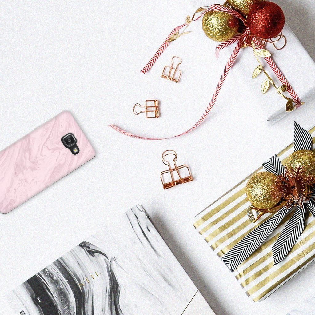 Samsung Galaxy A3 2016 TPU Siliconen Hoesje Marble Pink - Origineel Cadeau Vriendin
