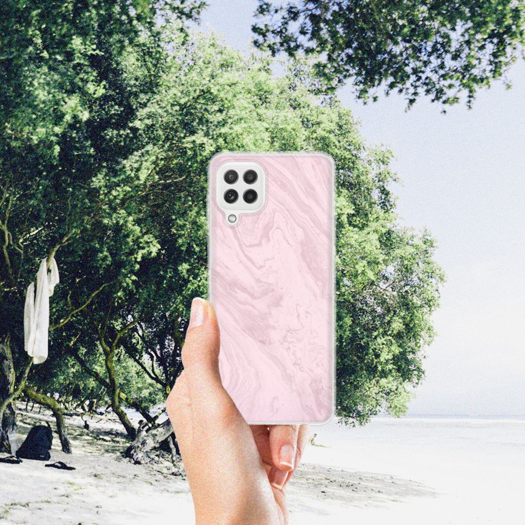 Samsung Galaxy A22 4G | M22 TPU Siliconen Hoesje Marble Pink - Origineel Cadeau Vriendin