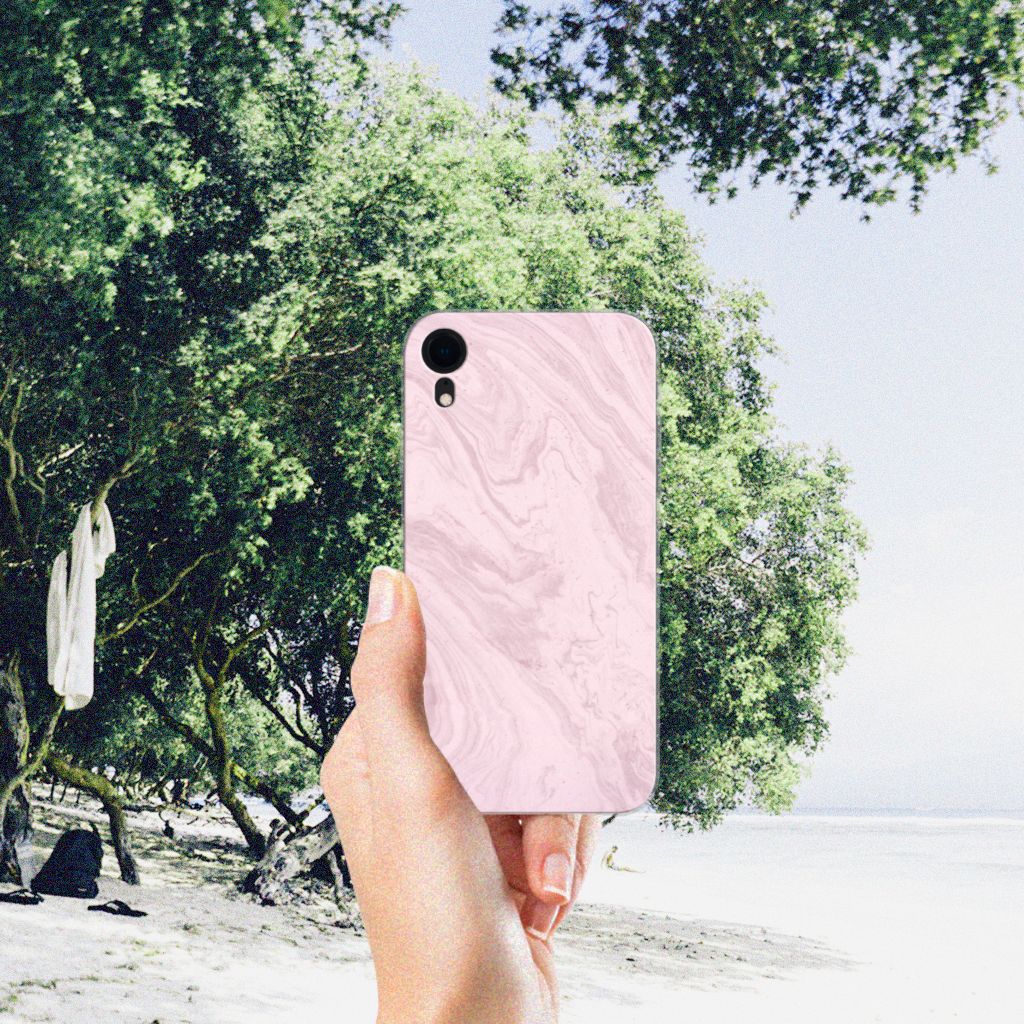 Apple iPhone Xr TPU Siliconen Hoesje Marble Pink - Origineel Cadeau Vriendin
