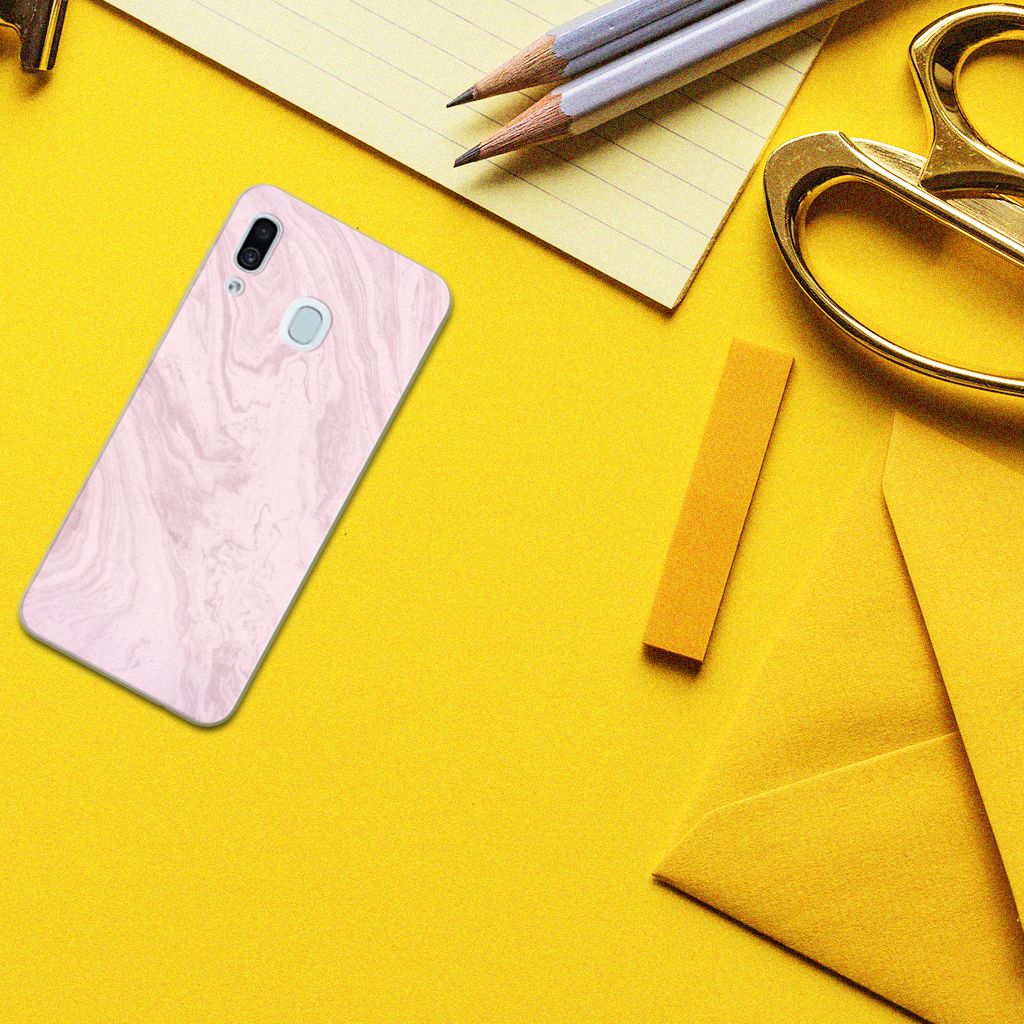 Samsung Galaxy A30 TPU Siliconen Hoesje Marble Pink - Origineel Cadeau Vriendin