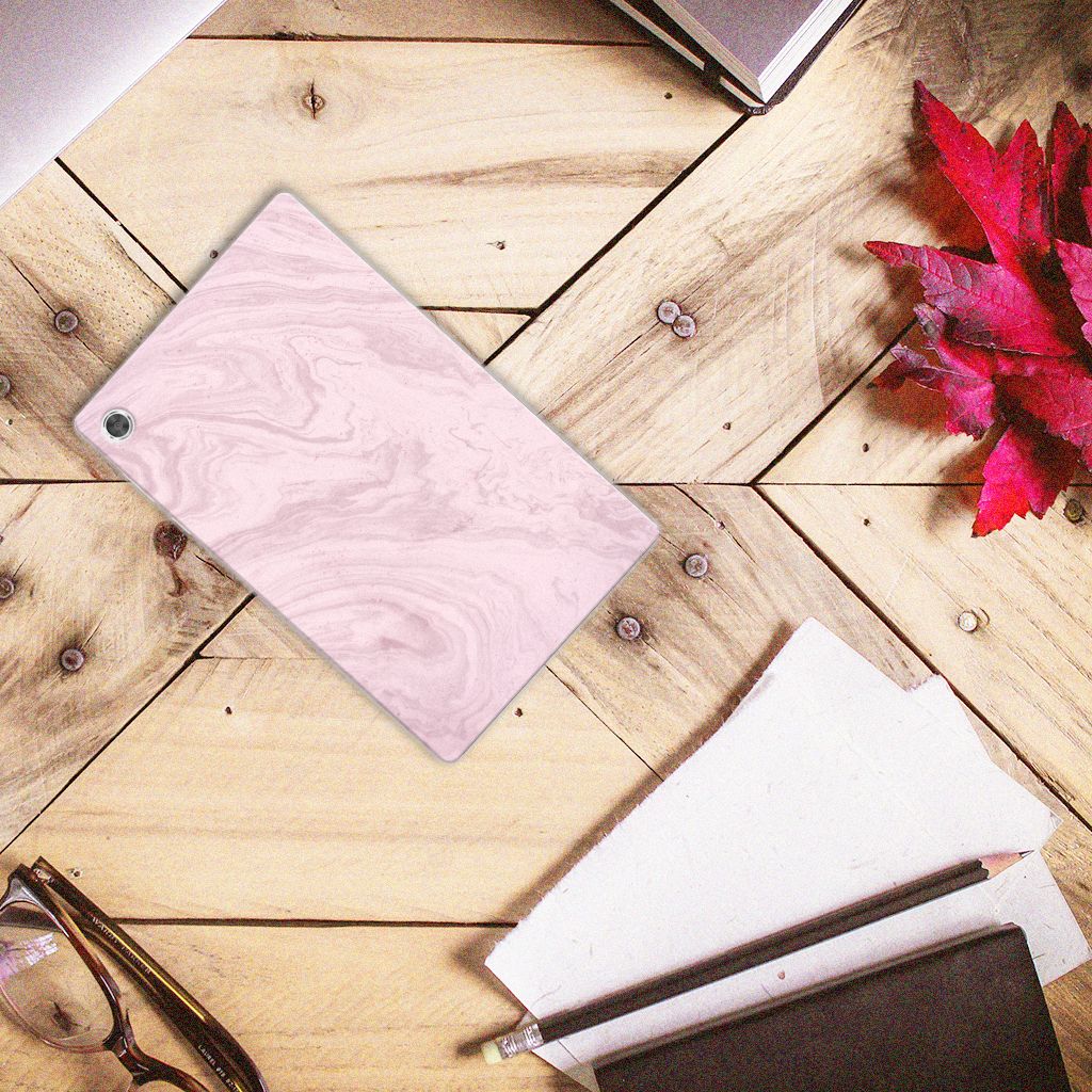 Lenovo Tab M10 Plus Tablet Back Cover Marble Pink - Origineel Cadeau Vriendin