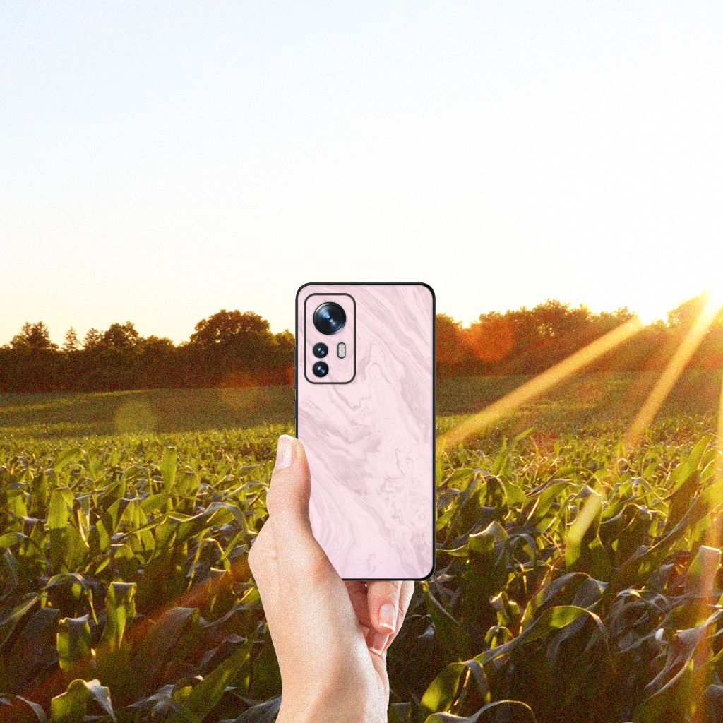 Xiaomi 12 | 12X Marmeren Print Telefoonhoesje Marble Pink - Origineel Cadeau Vriendin