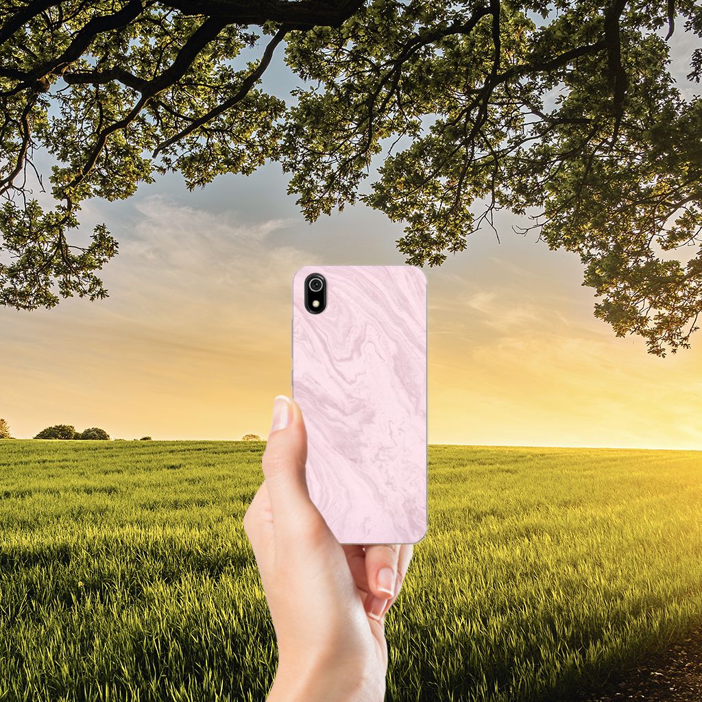 Xiaomi Redmi 7A TPU Siliconen Hoesje Marble Pink - Origineel Cadeau Vriendin