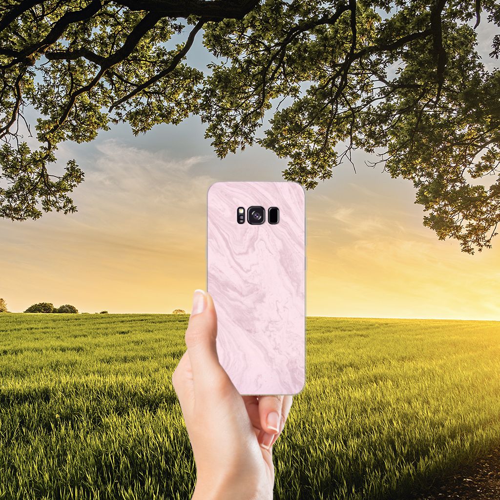 Samsung Galaxy S8 Plus TPU Siliconen Hoesje Marble Pink - Origineel Cadeau Vriendin