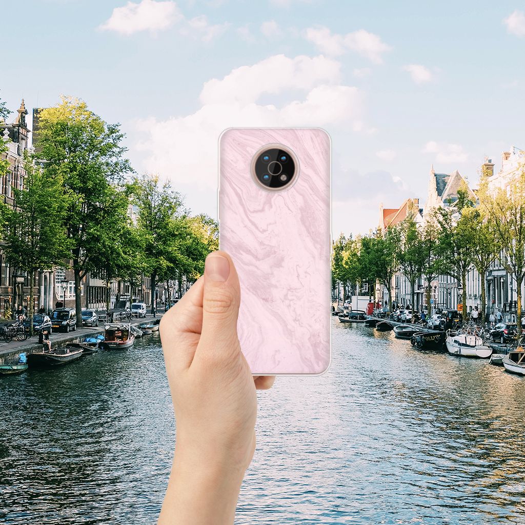 Nokia G50 TPU Siliconen Hoesje Marble Pink - Origineel Cadeau Vriendin