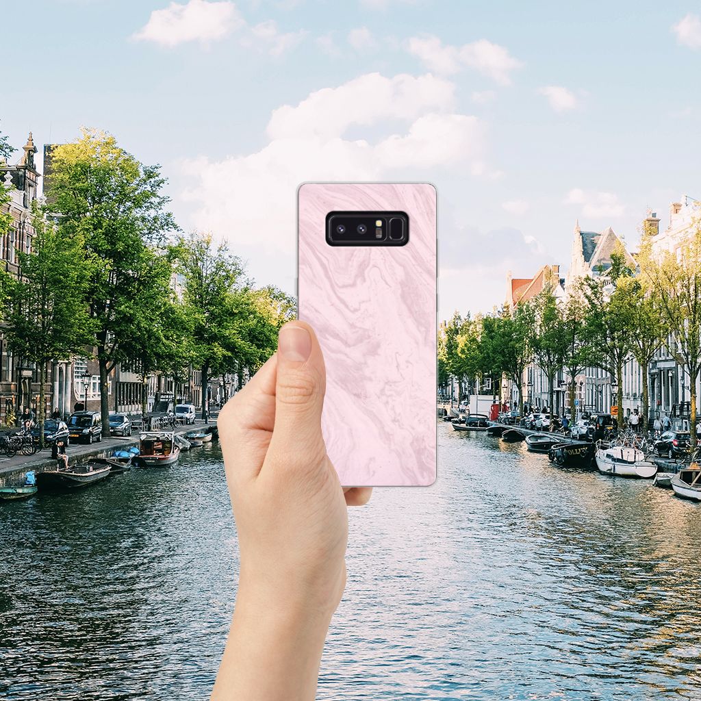Samsung Galaxy Note 8 TPU Siliconen Hoesje Marble Pink - Origineel Cadeau Vriendin
