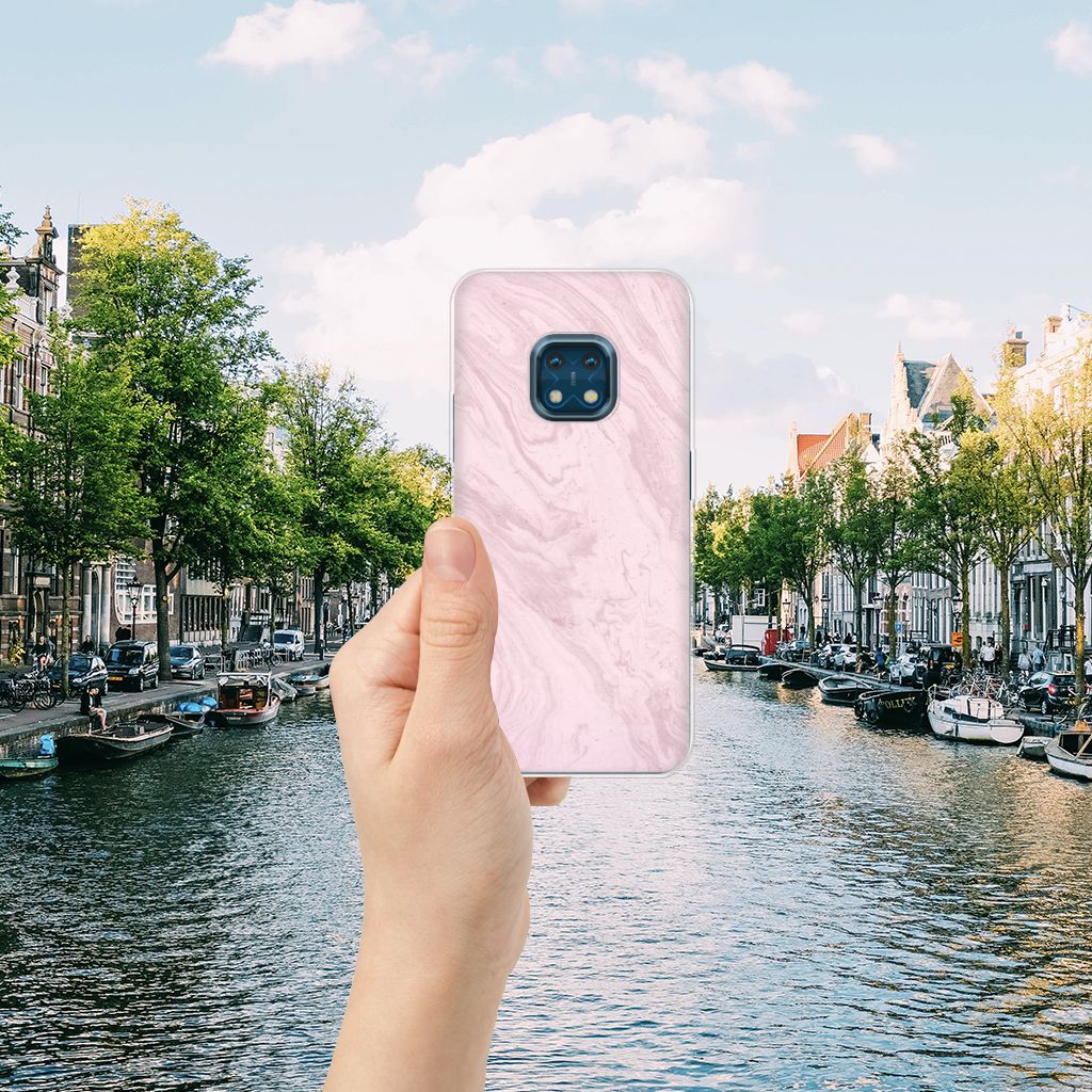 Nokia XR20 TPU Siliconen Hoesje Marble Pink - Origineel Cadeau Vriendin