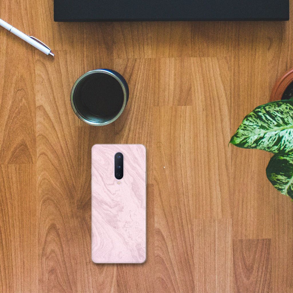 OnePlus 8 TPU Siliconen Hoesje Marble Pink - Origineel Cadeau Vriendin