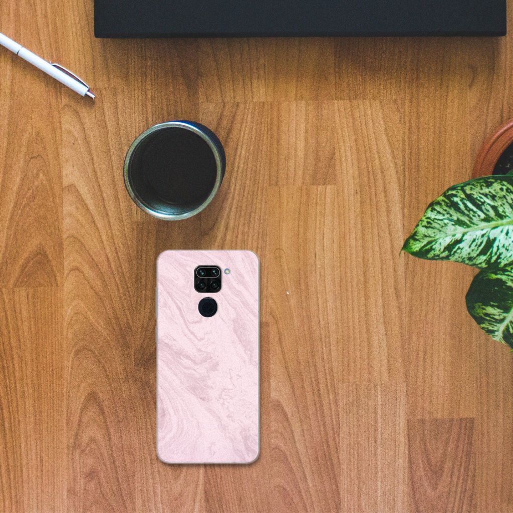 Xiaomi Redmi Note9 TPU Siliconen Hoesje Marble Pink - Origineel Cadeau Vriendin