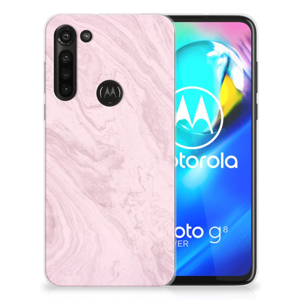 Motorola Moto G8 Power TPU Siliconen Hoesje Marble Pink - Origineel Cadeau Vriendin