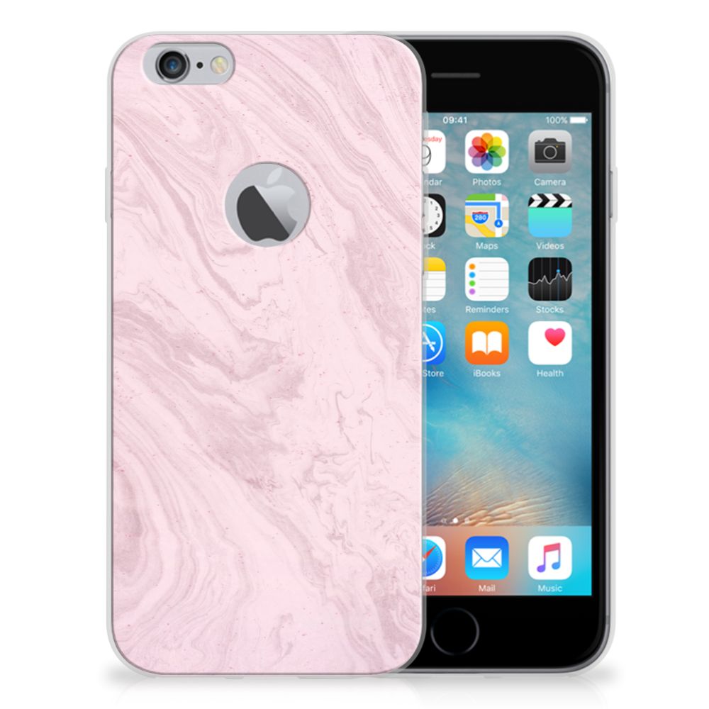 Apple iPhone 6 Plus | 6s Plus TPU Siliconen Hoesje Marble Pink - Origineel Cadeau Vriendin