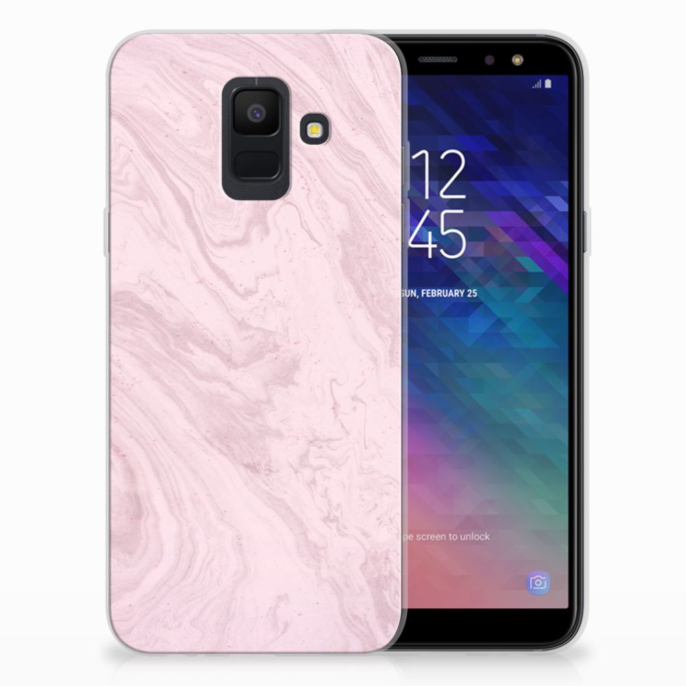 Samsung Galaxy A6 (2018) TPU Siliconen Hoesje Marble Pink - Origineel Cadeau Vriendin