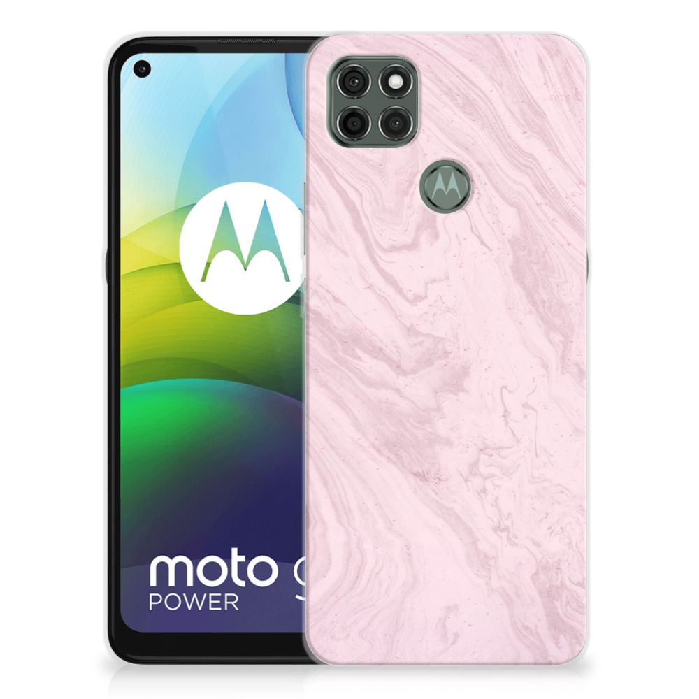 Motorola Moto G9 Power TPU Siliconen Hoesje Marble Pink - Origineel Cadeau Vriendin