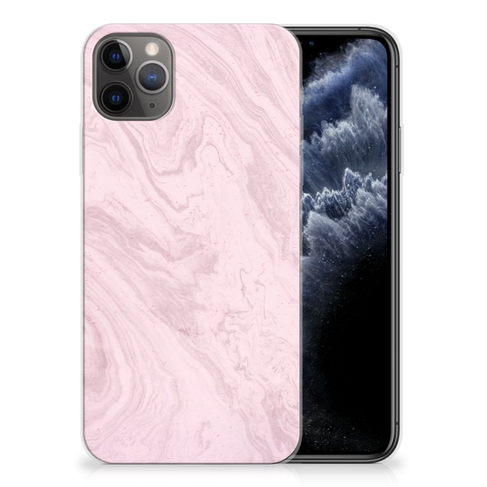 Apple iPhone 11 Pro Max TPU Siliconen Hoesje Marble Pink
