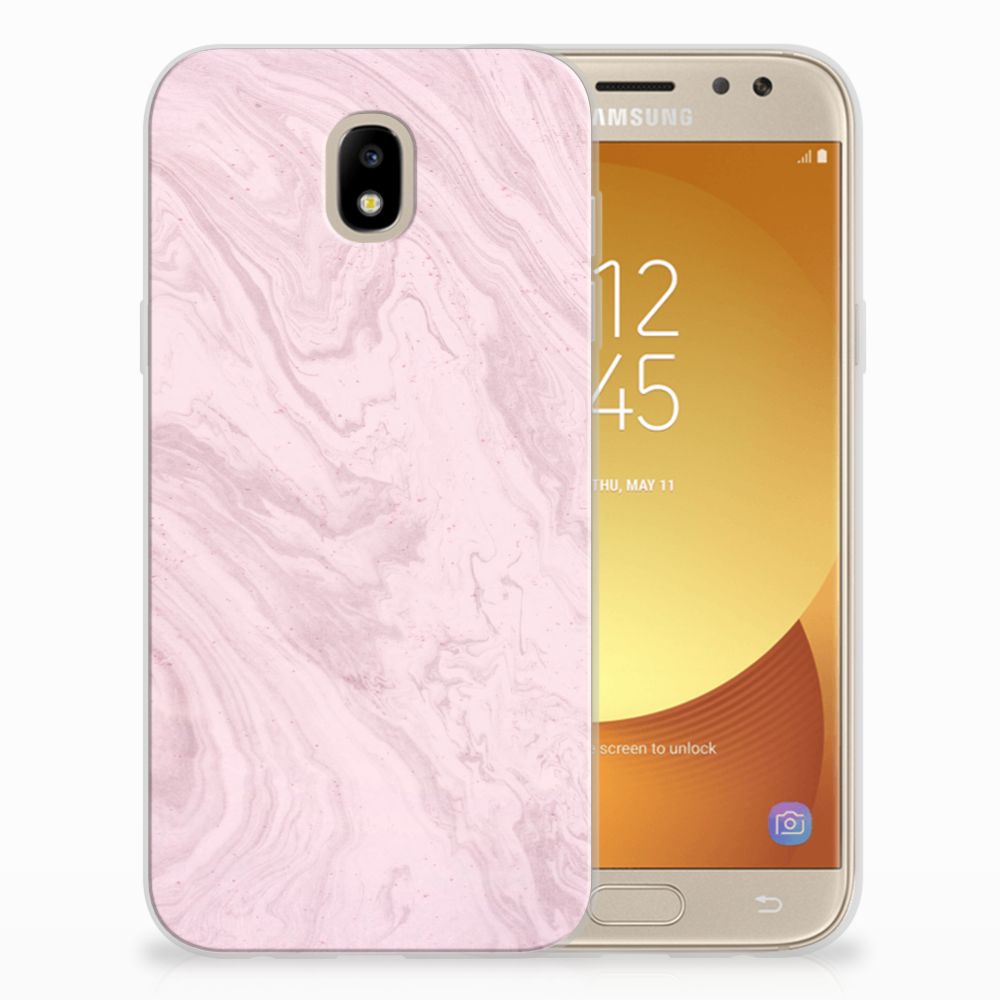 Samsung Galaxy J5 2017 TPU Siliconen Hoesje Marble Pink - Origineel Cadeau Vriendin