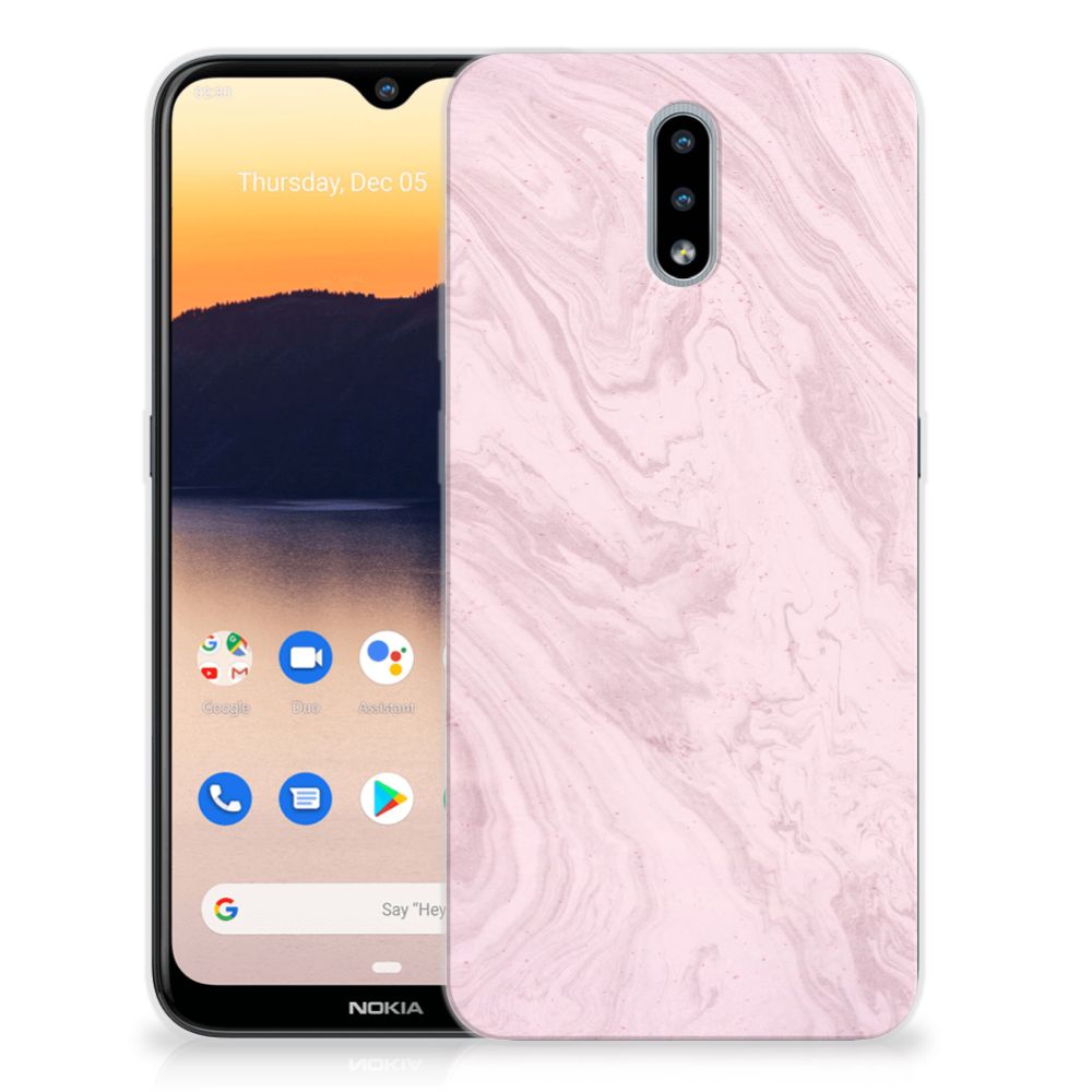 Nokia 2.3 TPU Siliconen Hoesje Marble Pink - Origineel Cadeau Vriendin