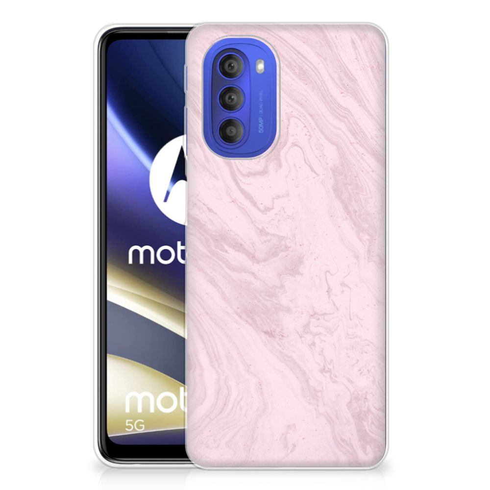 Motorola Moto G51 5G TPU Siliconen Hoesje Marble Pink - Origineel Cadeau Vriendin