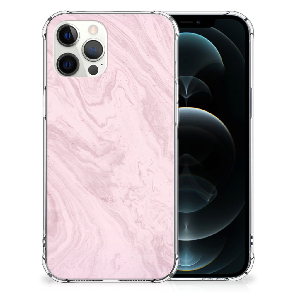 iPhone 12 Pro Max Anti-Shock Hoesje Marble Pink Origineel Cadeau Vriendin