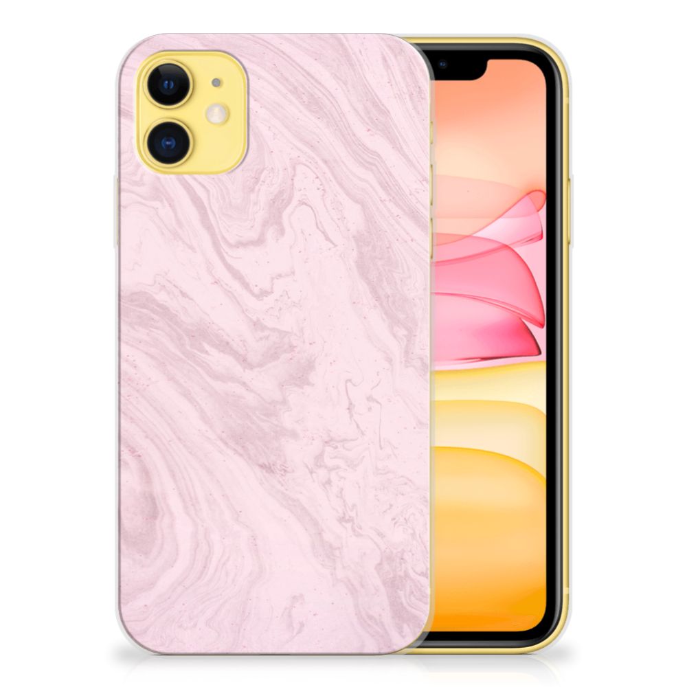 Apple iPhone 11 TPU Siliconen Hoesje Marble Pink