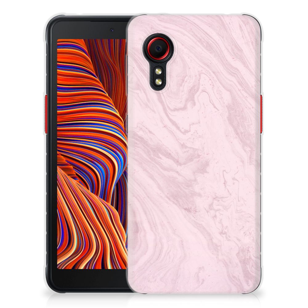 Samsung Galaxy Xcover 5 TPU Siliconen Hoesje Marble Pink - Origineel Cadeau Vriendin