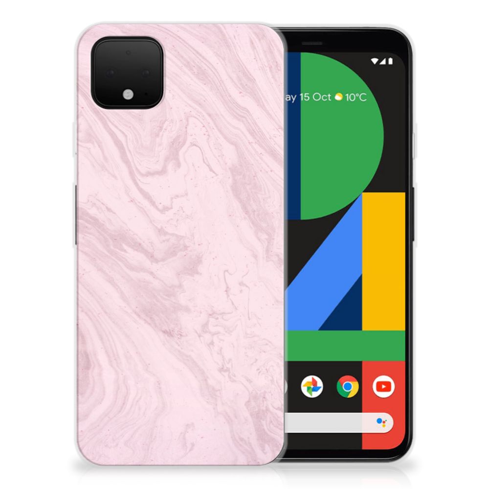 Google Pixel 4 XL TPU Siliconen Hoesje Marble Pink - Origineel Cadeau Vriendin