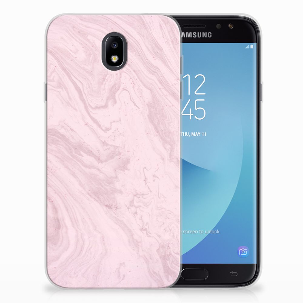 Samsung Galaxy J7 2017 | J7 Pro TPU Siliconen Hoesje Marble Pink - Origineel Cadeau Vriendin