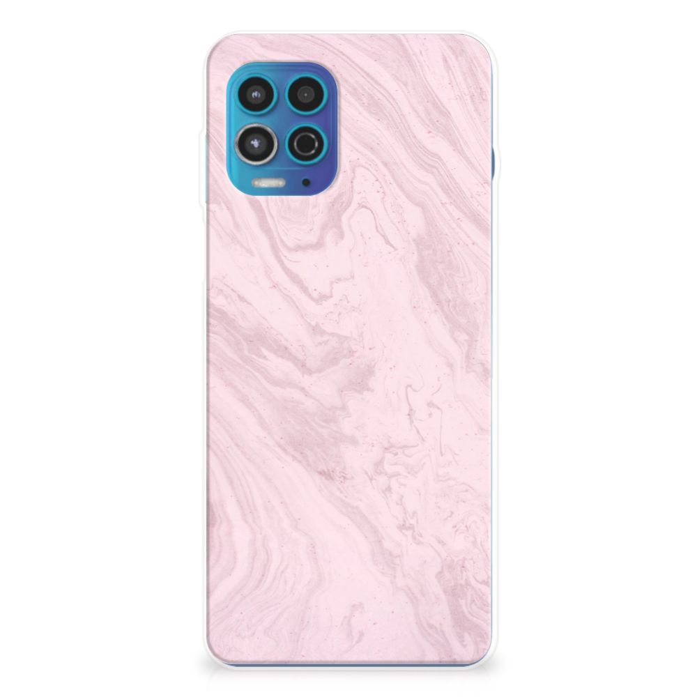 Motorola Moto G100 TPU Siliconen Hoesje Marble Pink - Origineel Cadeau Vriendin