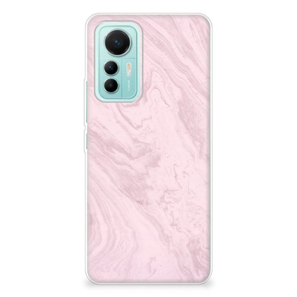 Xiaomi 12 Lite TPU Siliconen Hoesje Marble Pink - Origineel Cadeau Vriendin