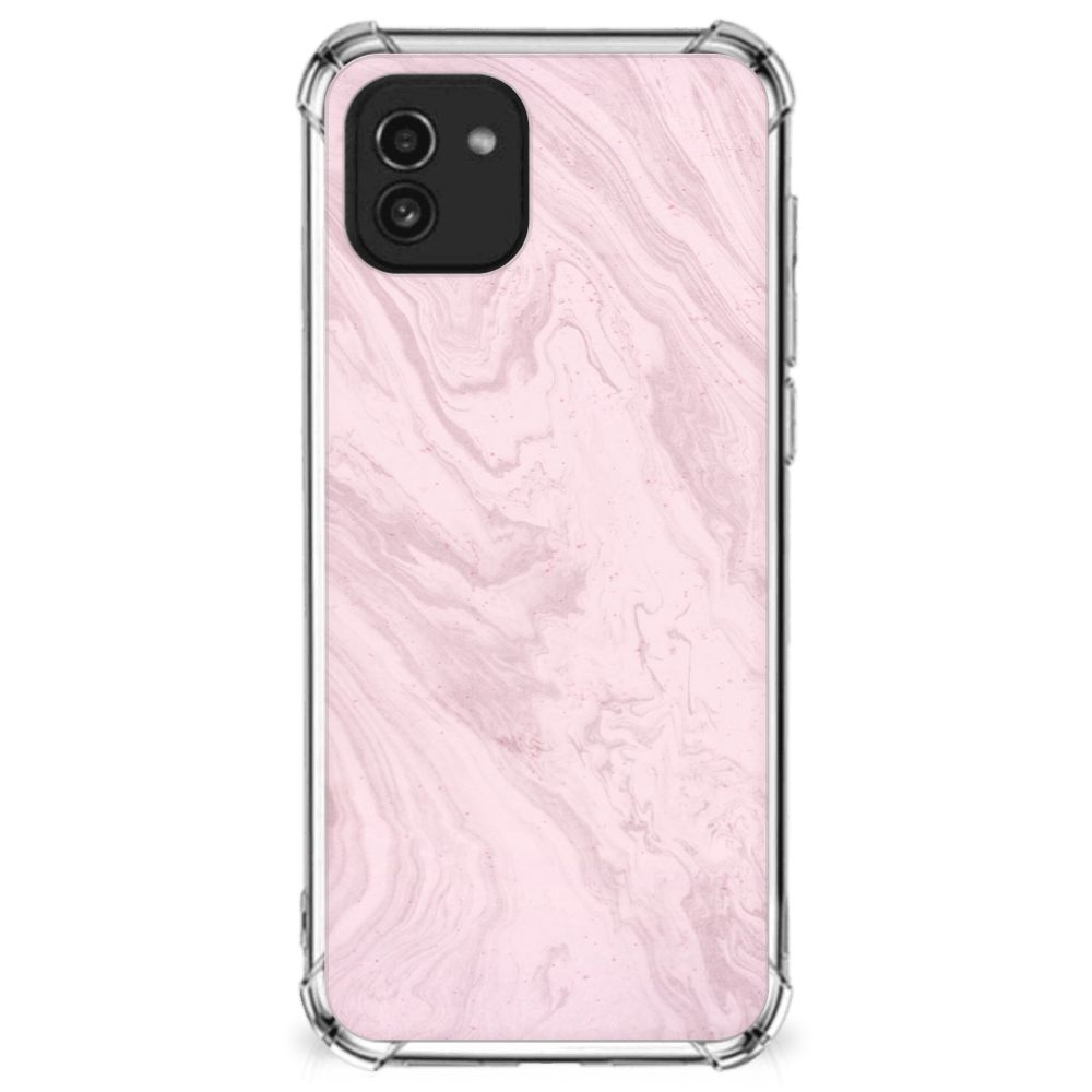 Samsung Galaxy A03 Anti-Shock Hoesje Marble Pink - Origineel Cadeau Vriendin