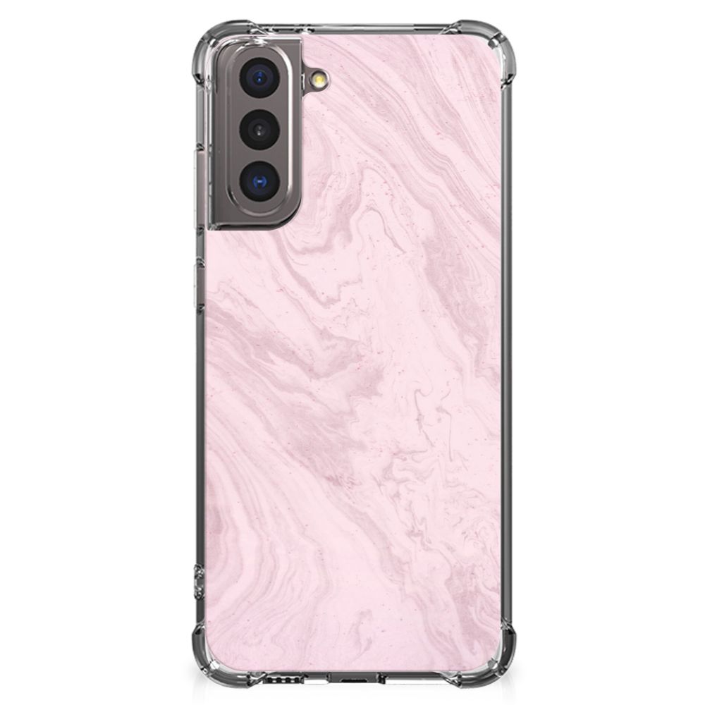 Samsung Galaxy S21 Anti-Shock Hoesje Marble Pink Origineel Cadeau Vriendin