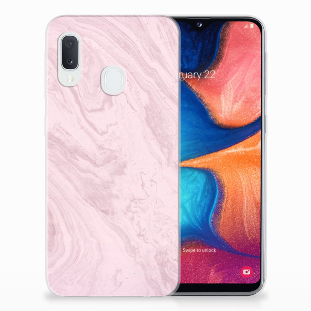 Samsung Galaxy A20e TPU Siliconen Hoesje Marble Pink - Origineel Cadeau Vriendin