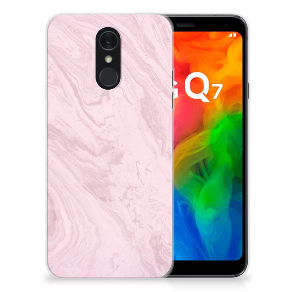 LG Q7 TPU Siliconen Hoesje Marble Pink - Origineel Cadeau Vriendin