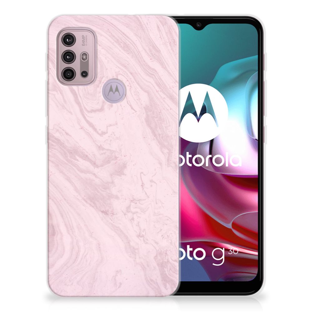 Motorola Moto G30 | G10 TPU Siliconen Hoesje Marble Pink - Origineel Cadeau Vriendin