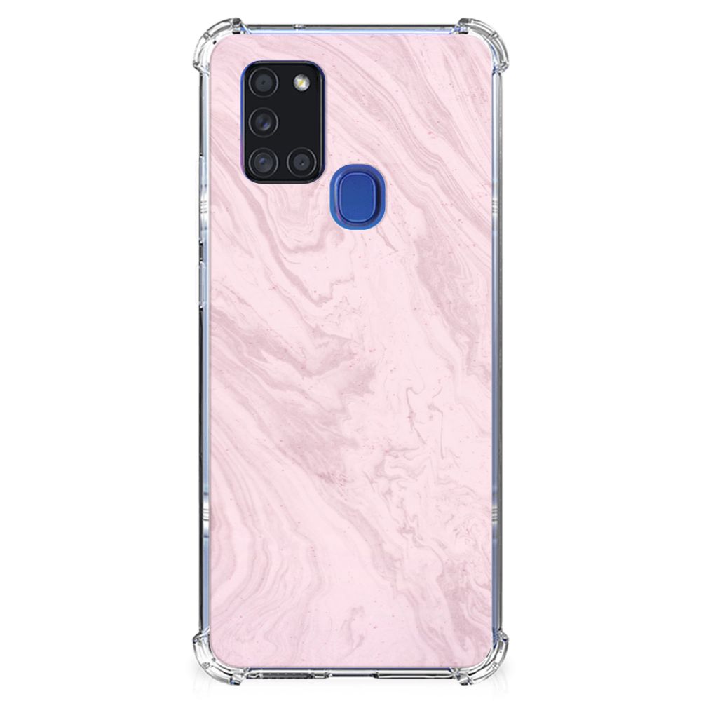 Samsung Galaxy A21s Anti-Shock Hoesje Marble Pink Origineel Cadeau Vriendin