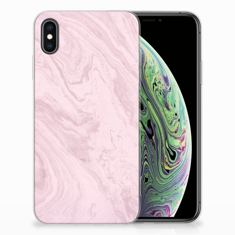 Apple iPhone Xs Max TPU Siliconen Hoesje Marble Pink - Origineel Cadeau Vriendin