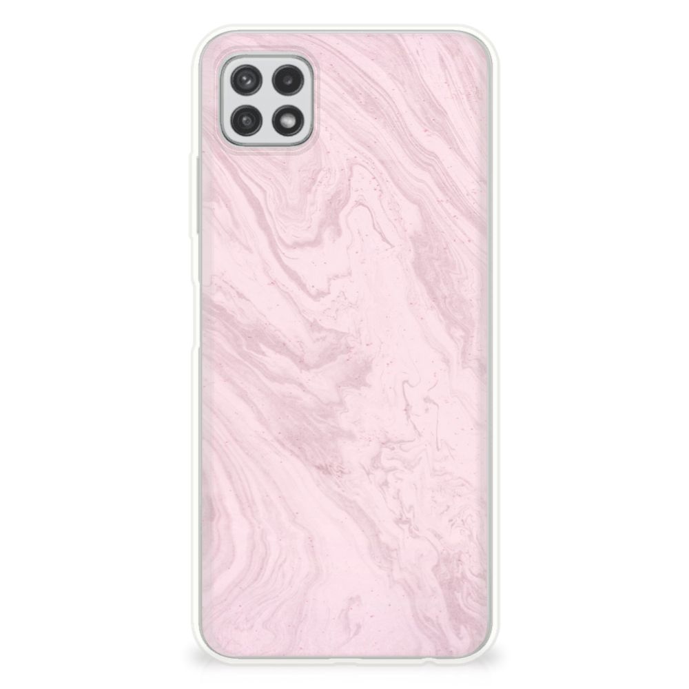 Samsung Galaxy A22 5G TPU Siliconen Hoesje Marble Pink - Origineel Cadeau Vriendin