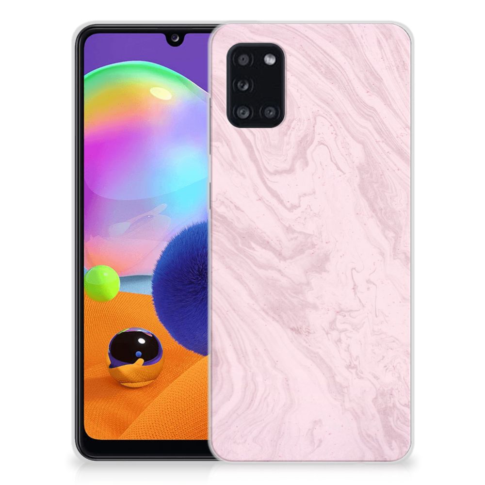 Samsung Galaxy A31 TPU Siliconen Hoesje Marble Pink - Origineel Cadeau Vriendin