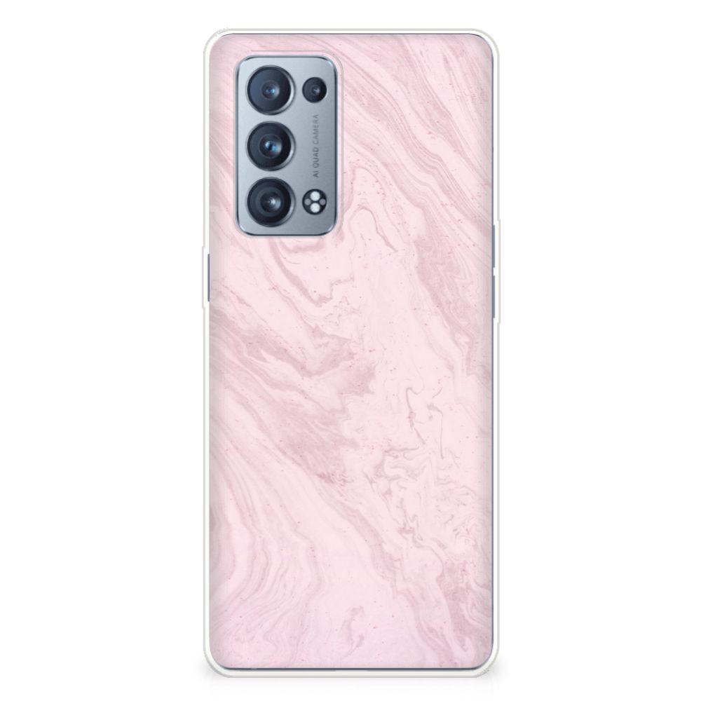 OPPO Reno 6 Pro Plus 5G TPU Siliconen Hoesje Marble Pink - Origineel Cadeau Vriendin