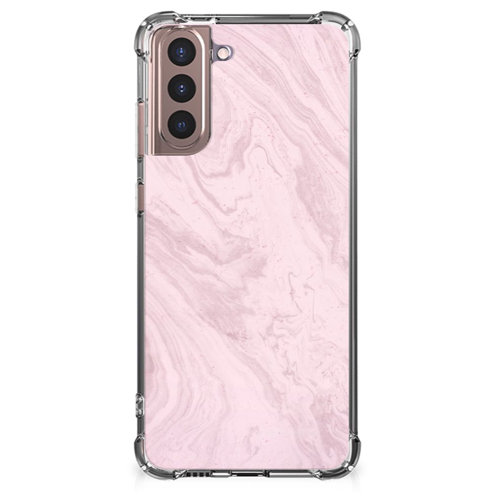 Samsung Galaxy S21 Plus Anti-Shock Hoesje Marble Pink Origineel Cadeau Vriendin