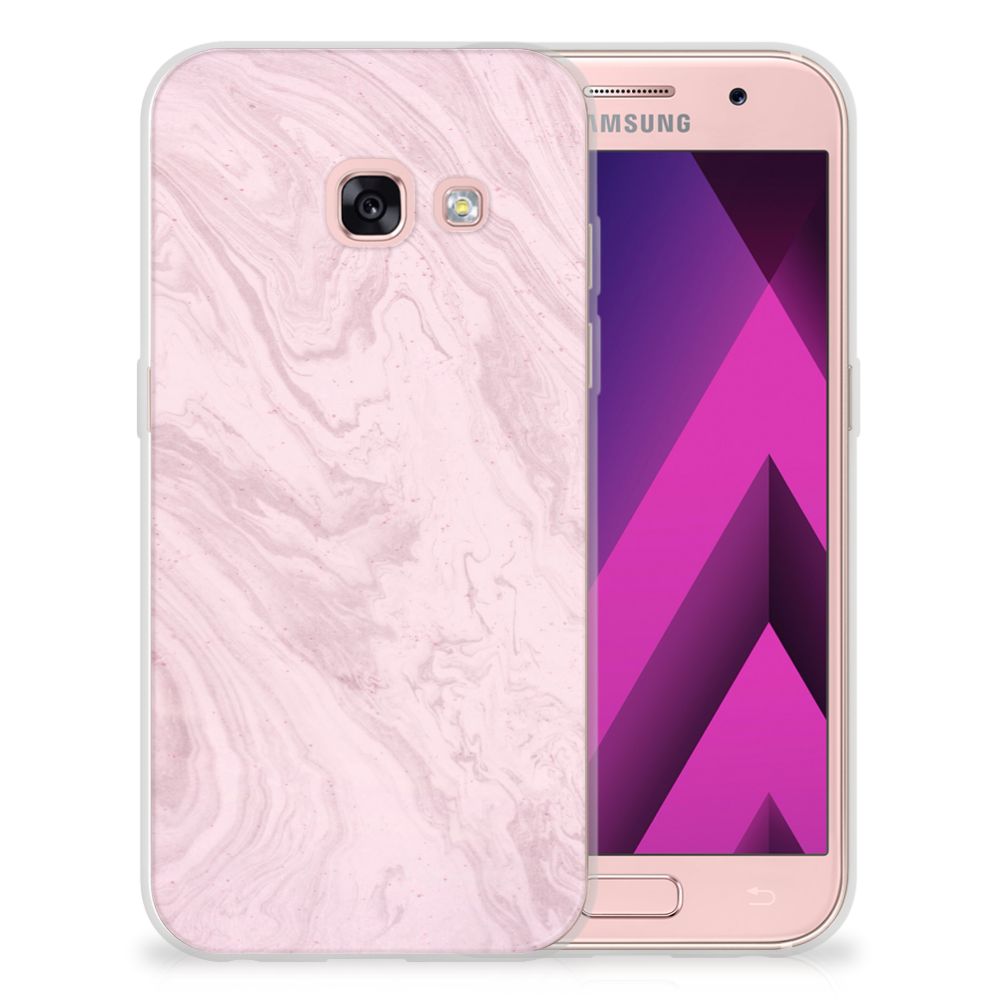 Samsung Galaxy A3 2017 TPU Siliconen Hoesje Marble Pink - Origineel Cadeau Vriendin